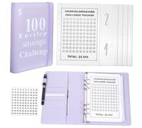 VILLFUL Envelopes Money Saving Challenge Book with PU Cover Compact Financial Planner for Budget Tracking and Goal Setting with Stickers Portable Savings Binder for Cash Management