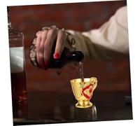 VILLFUL European-Style Metal Goblet Small White Wine Cup with Oval Red Plate for Home and Camping Retro Design Whisky Holder for Wine Connoisseurs