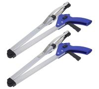 VILLFUL Foldable Reacher Grabber Tool 2Pcs, 32 Inch Aluminum Alloy Trash Grabber Elastic and Wide Clamps for Outdoor Litter Picking and Mobility Assistance