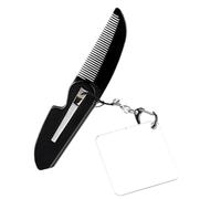 VILLFUL Folding Comb with Mirror for Men Portable Foldable Pocket Keychain Compact Fine Tooth Beard Grooming Travel Accessory Lightweight Small