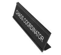 VILLFUL Funny Chaos Coordinator Desk Plaque Aluminum Alloy Name Plate for Office and Home Decor Chaos Sign for Desk with Clear Readable Text for Workspaces