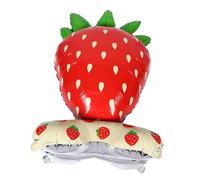 VILLFUL Giant Standing Strawberry Foil Balloon Large Lifelike Fruit Party Decor for Birthday Photo Props Easy Inflate First Birthday Supplies