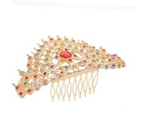 VILLFUL Golden Ethnic Princess Crown Comb with Rhinestones Traditional Thai Bride Tiara Headdress for Wedding Birthday Party and Cultural Celebrations Asian Hairpin Bridal Headpiece