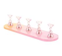 VILLFUL Gradient Iridescent Oval Nail Art Practice Stand with 5 Pink-Yellow Gradient Nail Tips Decorative Long Strip for Manicure and Salon Use
