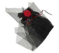 VILLFUL Halloween Ghost Bride Veil Headband with Realistic Rose Floral Mesh Veil Gothic Headpiece for Cosplay Festivals and Reusable Costume Accessory