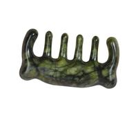 VILLFUL Handheld Jade Scalp Comb with Bear Design Natural Jade Massager Brush for Scalp Circulation and Hair Care Smooth Cooling Texture for Relaxing Massage and Hair Detangling