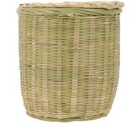 VILLFUL Handmade Bamboo Woven Basket with Lid 25X20Cm, Multi-Function Fruit and Vegetable Storage Basket, Home Woven Wastebasket for Laundry and Kitchen Organization