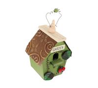 VILLFUL Handmade Rustic Bird House with Green Roof Breathable Small Bird Nest for Outdoor Decor Garden Shelter and Natural Wildlife Habitat