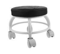 VILLFUL Heavy-duty Low Rolling Pedicure Stool with Smooth Swivel Wheels for Spa Salon and Home Use Round Beauty Chair for Massage Manicure Shoe Changing Black