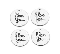 VILLFUL I LOVE YOU Letter Pendant Charms 5pcs Stainless Steel DIY Jewelry Accessories for Crafts Alphabet Hanging Ornaments for Necklaces Bracelets
