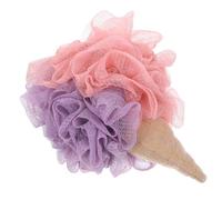 VILLFUL Ice Cream Bath Ball Shower Scrubber Lightweight Mesh Loofah for Body Exfoliating and Pore Cleaning Portable Travel Bathing Sponge for Men Women Soft Colored Hanging Bath Puff for