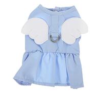 VILLFUL Lovely Summer Pet Dress for Cats and Dogs Angel Design with Harness Hook Lightweight and Comfortable Cat Costume Apparel for Casual and Formal Occasions Blue