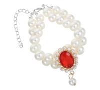 VILLFUL Luxury Double Layer Pet Necklace for Dogs Cats Adjustable Pearl Collar Charms Dog Jewelry Cat Accessories Chic Design