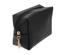 VILLFUL Makeup Organizer Bag PU Polyester Large Capacity Zipper Pouch for Women Travel Toiletry Storage Black Finish Cosmetic Brush Holder