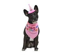 VILLFUL Medium Large Small Dog Birthday Decor 2pcs Cotton Bandanas Dog Bibs Pet Scarf Hat Set for Birthday Party