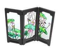 VILLFUL Mini Chinese Folding Screen 3D Acrylic Feng Shui Ornament for Office Desk Divider, Asian Home Business Table Decoration, Small Desktop Partition Sculpture