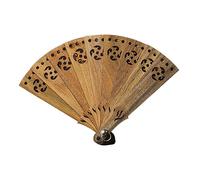 VILLFUL Mini Folding Fan Keychain Charm Decorative Pendant for Bags and Cars Elegant Green Sandalwood Hanging Ornament for Birthdays Valentine Day and More
