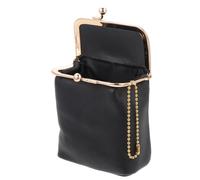 VILLFUL Mini Square Lipstick Case Black Travel Cosmetic Bag with Buckle Portable Decorative Lipstick Storage for Daily Carry and Makeup Organizer and Coins