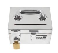 VILLFUL Money Saving Box Stylish Silver with Password Lock Stainless Steel Large Capacity Safe Piggy Bank, Multifunctional Design and Double Protection, Suitable for Home and Office Use