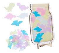 VILLFUL Motivate Jar with Dinosaur Tokens Transparent Reward Jar for Classroom Behavior Tracking Compact Wooden Incentive Container for Teacher Use