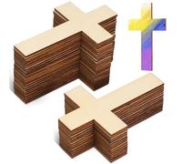 VILLFUL Ornaments with Smooth and Lightweight Synthetic Material 36pcs Cross-Shaped Wooden for Crafts for Wall Decoration and Christian Easter Projects