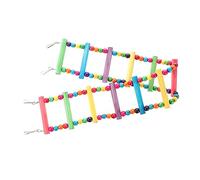 VILLFUL Parrot Ladder Toy 12 Steps Natural Wood Bright Colors Swing Toy for Parrots Easy to Attach Random Color