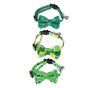 VILLFUL Patrick's Day Kitten Collar Set 3pcs Cat Collar Bells Festival Bow Tie Adjustable for Comfort