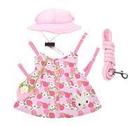 VILLFUL Pet Rabbit Harness Leash Set Adorable Daily Clothing Outfit for Small Bunnies, Size M, Peach Color, Suitable for Netherland Dwarf and Lop Rabbits