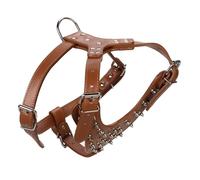 VILLFUL Pet Round Head Nail Harness Metal Spikes Dog Accessory Wear-resistant Puppy Harness for Walking Outdoor Use Light Brown