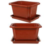 VILLFUL Plastic Flowerpots Rectangular Bonsai Pots 2 Sets Breathable Gardening Containers for Transplants Home and Office Greening Projects