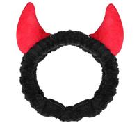 VILLFUL Plush Horn Hairband Red Spa Headband for Women Soft Makeup and Skincare Headband Secure Non-slip Facial Hairband for Washing Face and Daily Use