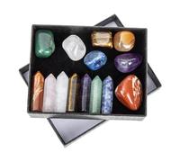 VILLFUL Portable Chakra Crystal Stones Natural Amethyst Hexagonal Pillar Palm-Sized Energy Stones for Meditation Hand Massage Yoga Decor and Stress Relief