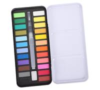 VILLFUL Portable Gouache Paint Set for Watercolour Lovers | Compact Travel Watercolor Kit, Black Tin Box, Plastic and Iron, Sponge Insert, Mixing Plate