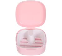 VILLFUL Portable Retainer Case Denture Storage Box in Cherry Blossom Pink with Soaking Bath and Braces Holder for Orthodontic Aligners and Retainers