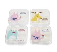 VILLFUL Portable Weekly Pill Box Organizer 4pcs Set Multi Compartments, Waterproof Mini Travel Medicine Storage Case for Vitamins and Tablets, Pink Rabbit Green Frog Yellow Deer