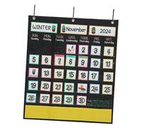 VILLFUL Preschool Classroom Calendar Hanging Bag with Fun Cactus Design Weekly Learning Tool for Wall Mounted Educational Supply for Home and School Management