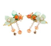 VILLFUL Pumpkin Persimmon Floral Bobby Pin Set for Orange Fruit Hair Clips with Artificial Flowers Cute Thanksgiving Hair Accessories Symbolizing Luck and Prosperity for Fall Parties and