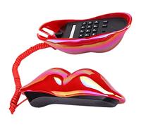 VILLFUL Red Lip Corded Landline Phone Decorative Dial Telephone Red Lips Ornament Creative Desk Phone for Home and Office