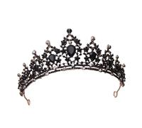 VILLFUL Retro Crown Headband for Wedding Baroque Style Crystal Beading Alloy Headdress for Festival