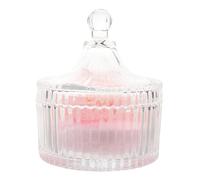 VILLFUL Reusable Double-sided Makeup Cushion Puff with Ribbon Flower Design and Glass Dusting Powder Container, Soft Velvet Puff for Loose Face and Body Powder Storage, Suitable for Women