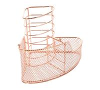 VILLFUL Rose Gold Metal Pen Holder with Anti-slip Base Desktop Organizer for Pens Makeup Brushes and Stationery Smooth Iron Pencil Cup for Office and Home Storage