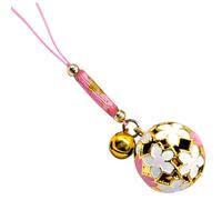 VILLFUL Sakura Bell Pendant Charm Cute Decorative Accessory for Handbags and Backpacks Enamel Metal String Pink and White Cherry Blossom Design
