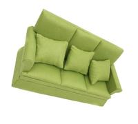 VILLFUL Scale Three Person Couch with Pillows for Living Room Decor Birch Furniture for Dollhouse Accessories for Miniature Home Styling
