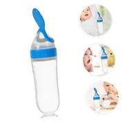 VILLFUL Silicone Food Feeder Spoon with Suction Base Soft Flexible Spoon for Months and Up Tip Food Bottle Feeder for Weaning and Mess Mealtime