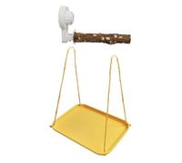 VILLFUL Small Bird Suction Perch - Wooden Platform Rack with Droppings Tray - Parrot Stand for Budgie Cockatiel Cage Shower Car Window