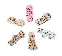 VILLFUL Stylish Leopard Print Plush Headbands Wide Elastic and Stretchy Cloth Hair Bands 6pcs with Bowknot for Women and Girls Suitable for Makeup Use and Exercise Wearing