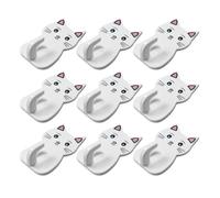 VILLFUL Toilet Hanging Hook Wall-Mounted Towel Hook 9pcs Cat Shaped White ABS Hole-Free Installation Bathroom Organizer for Towels 2.2X1.2X0.8 Inch