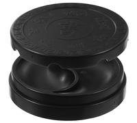 VILLFUL Traditional Calligraphy Inkstone with Lid Black Plastic Inkslab Featuring Smooth Inner Surface and Beautiful Carved Tai Ji Design for Drawing and Calligraphy Practice