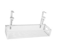 VILLFUL Under Desk Cable Organizer Rack Small White Wire Management Tray for Desk Storage for Power Strips and Cables Easy Installation for Office and Home Use