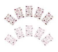 VILLFUL Valentine's Day Lipstick Rhinestone Stickers 10pcs Self-adhesive Heart-shaped Face and Nail Tattoos Red Flame Lips and Pink Love Gems for Party Makeup